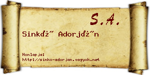 Sinkó Adorján névjegykártya